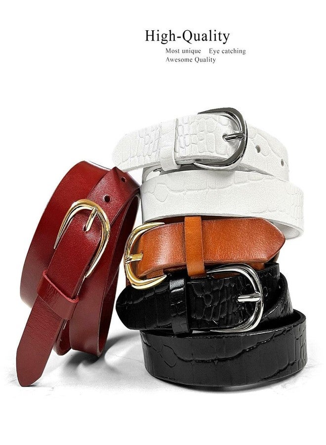 Belts.com Women's Casual Dress Belts 100% One Piece Engraved Full Grain Genuine Leather Belt 1"(25mm) wide (Alligator Brown, 30) - Image 4