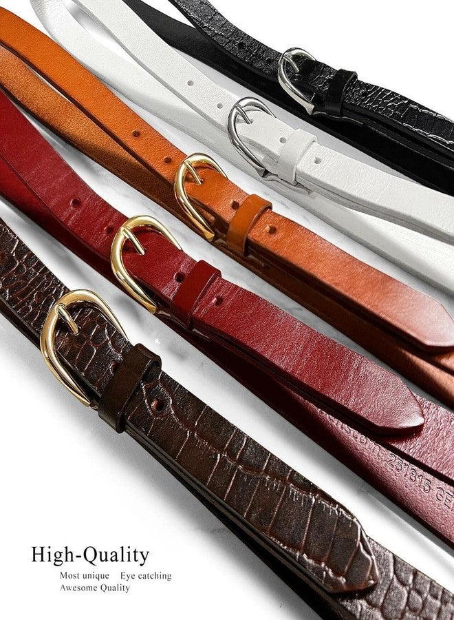 Belts.com Women's Casual Dress Belts 100% One Piece Engraved Full Grain Genuine Leather Belt 1"(25mm) wide (Alligator Brown, 30) - Image 2