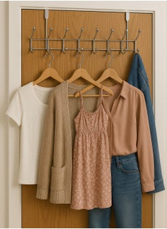 ALMUFARREJ Over the Door Metal Clothes Hanger with 8 Hooks 