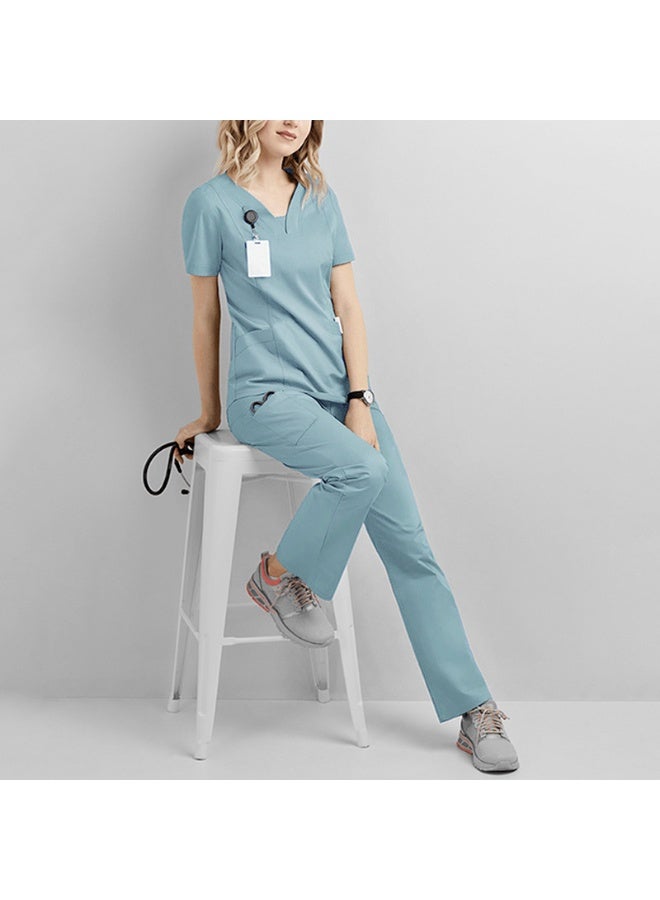NIBEMINENT Workwear Medical Scrubs Uniform Set Doctor  Nurse Short Sleeve Surgical Gown Pants for Hospitals Dental Clinics  Beauty Salons - Image 1
