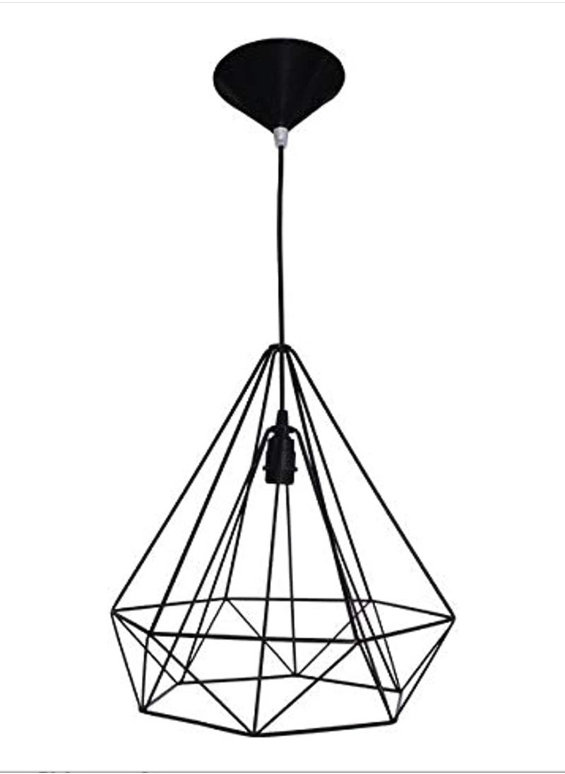 Generic Metal Ceiling Lighting Fixture Wire Diamond Shape - Black 