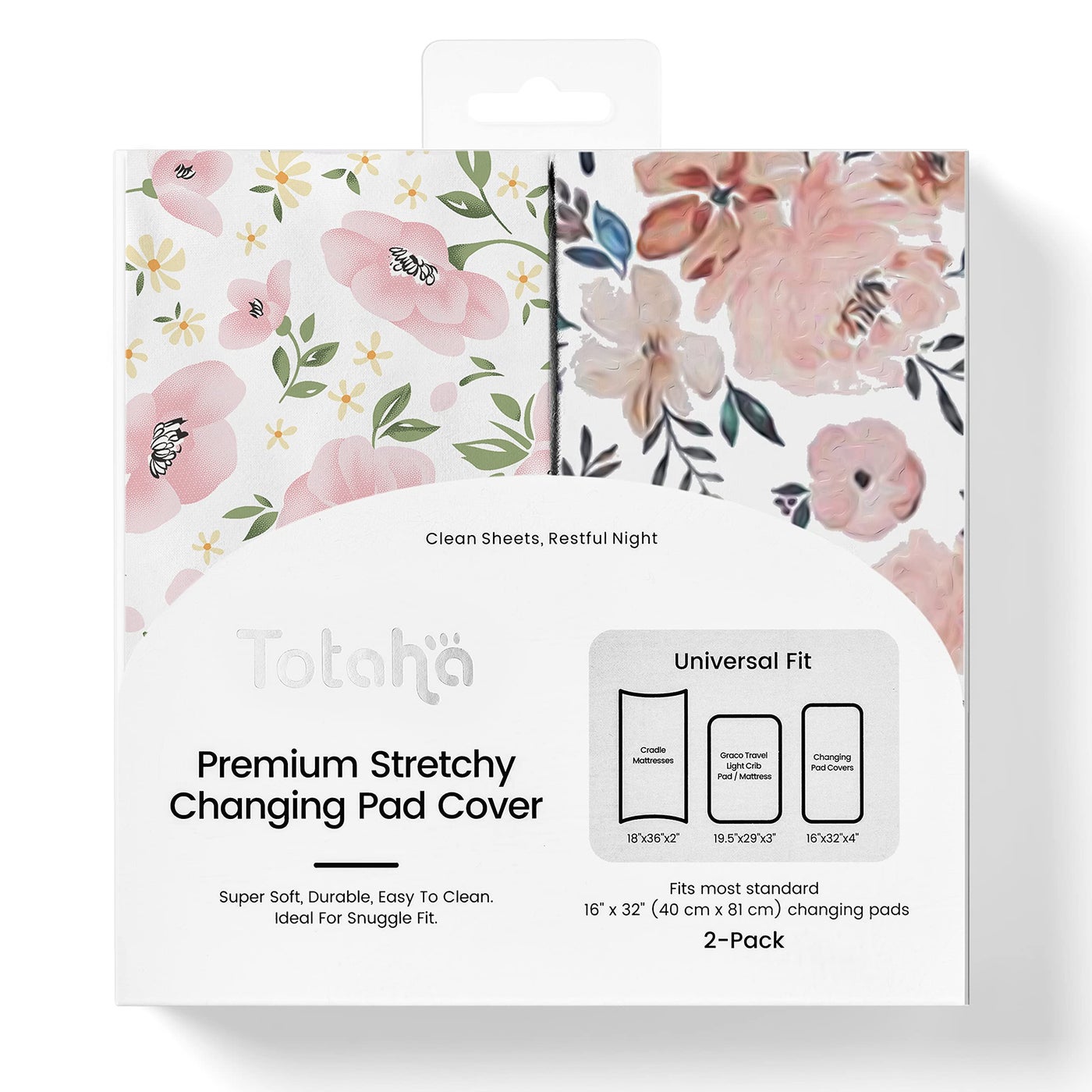 TotAha Premium Stretchy Changing Pad Covers 2Pack Hypoallergenic Silky Comfort Buttery Soft Calming Effect AllSeason JerseyKnit 5 Deep PocketMeredith Allover Floral Pale Pink Flowers