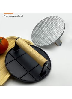 Arabest Burger Press, Stainless Steel Smash Burger Press, 6.3" Round Hamburger Smasher Tool, Bacon Press Steak Press with Wood Handle and Silicone Protective Cover for Meat Weight Press Cooking (Black Square)  - Image 4