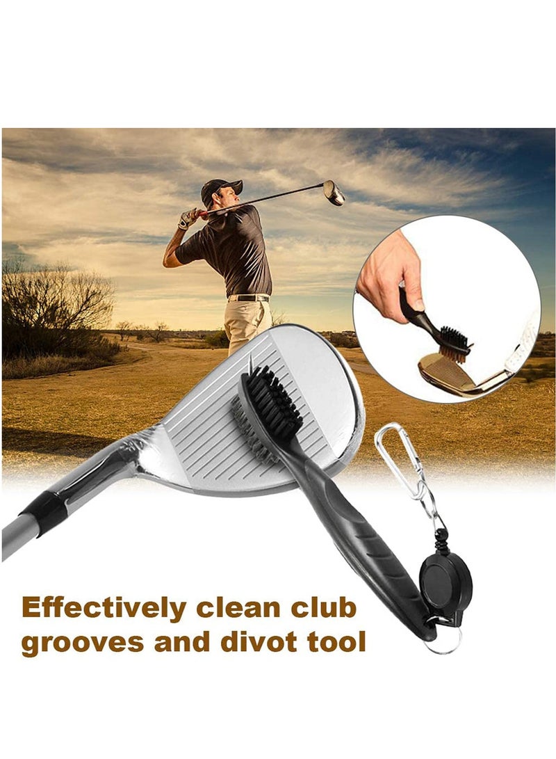 Excefore Golf Towel and Brush Kit, Golf Towel with Carabiner, Golf Club Brush Groove Cleaner for Golf Accessories Black  - Image 3