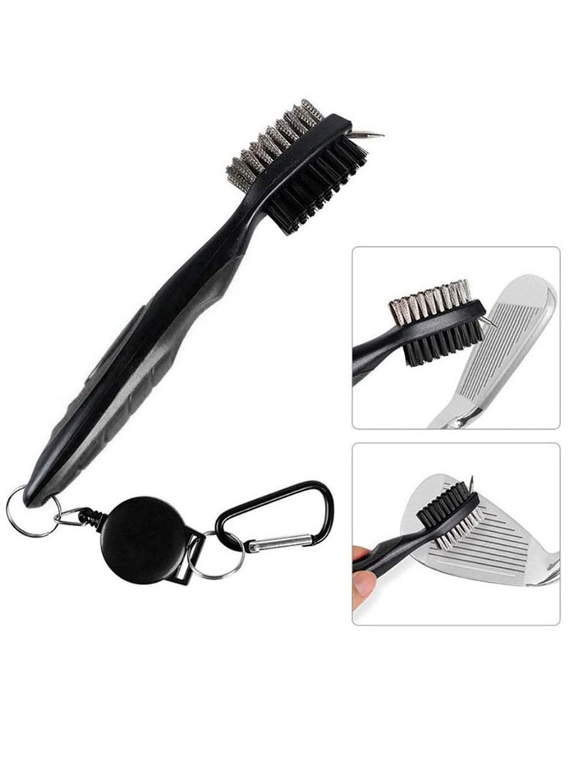 Excefore Golf Towel and Brush Kit, Golf Towel with Carabiner, Golf Club Brush Groove Cleaner for Golf Accessories Black  - Image 4