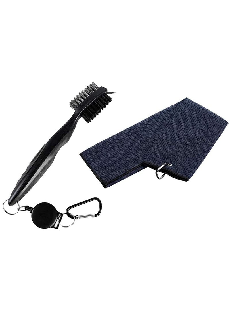 Excefore Golf Towel and Brush Kit, Golf Towel with Carabiner, Golf Club Brush Groove Cleaner for Golf Accessories Black  - Image 5