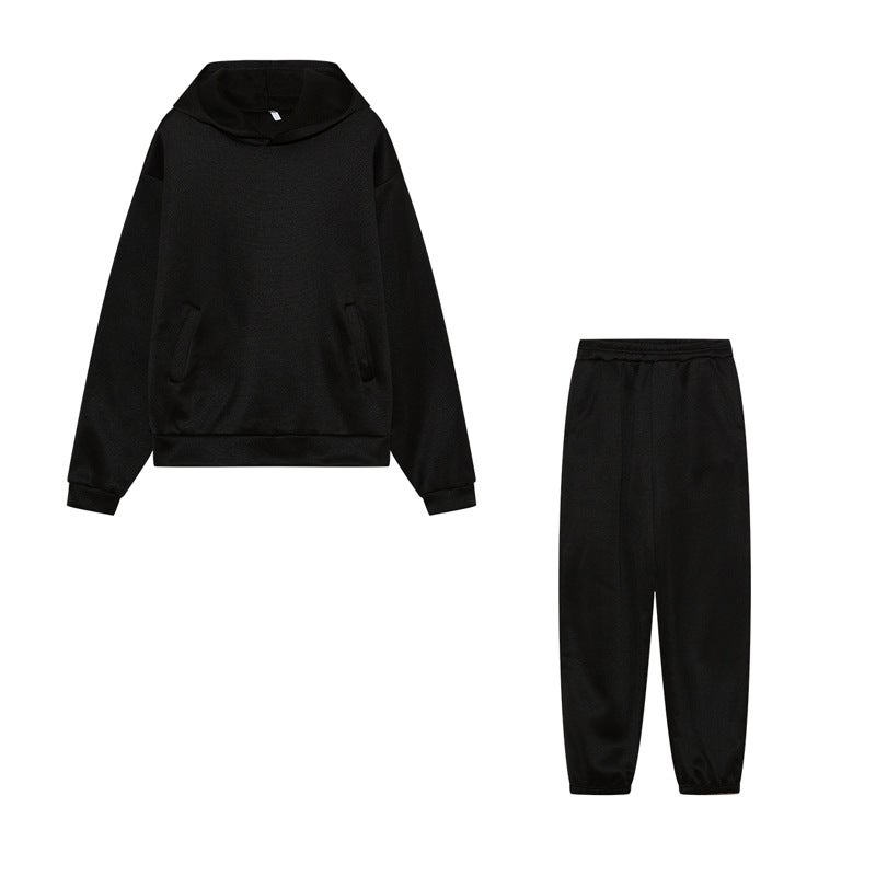 2023 Autumn Winter Casual Fashion Thickened Long Sleeve Sweater Pant Set Black Black