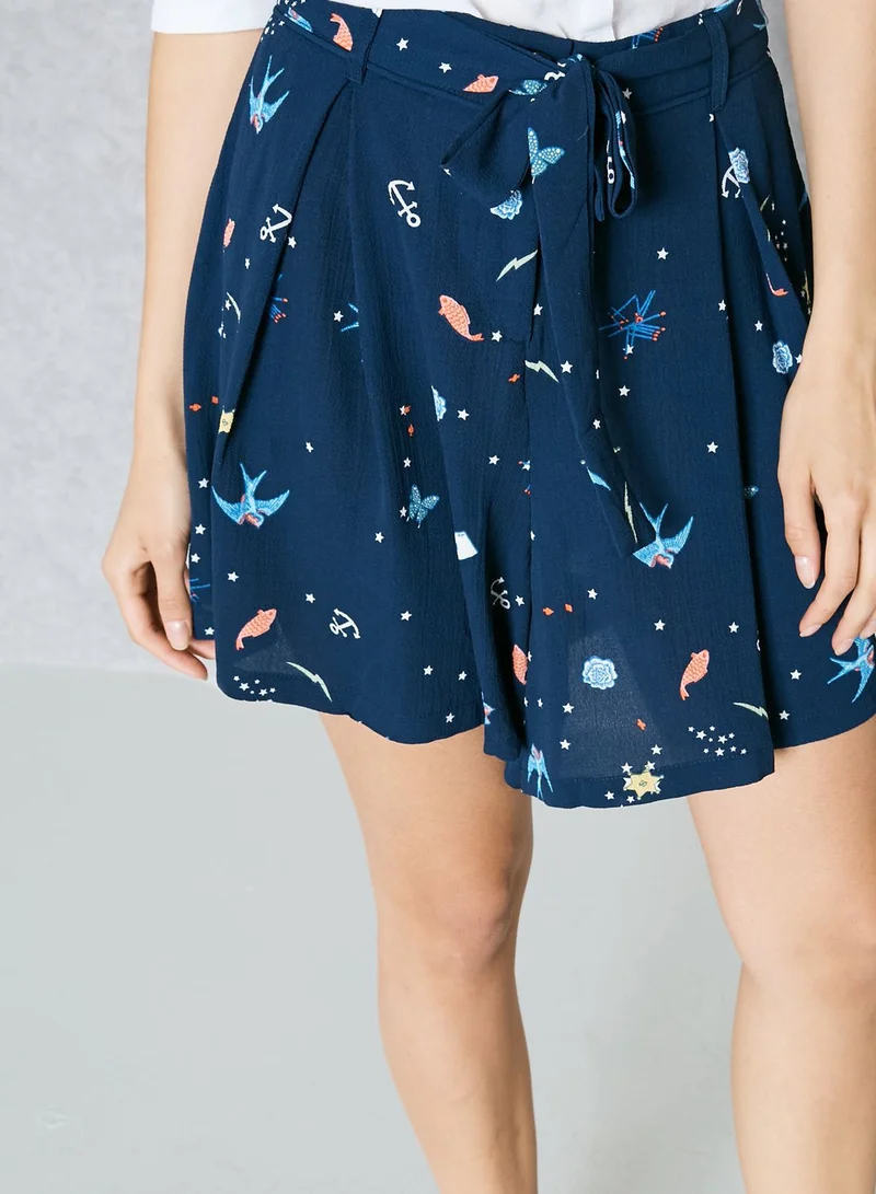 Ginger Printed Self Tie Shorts