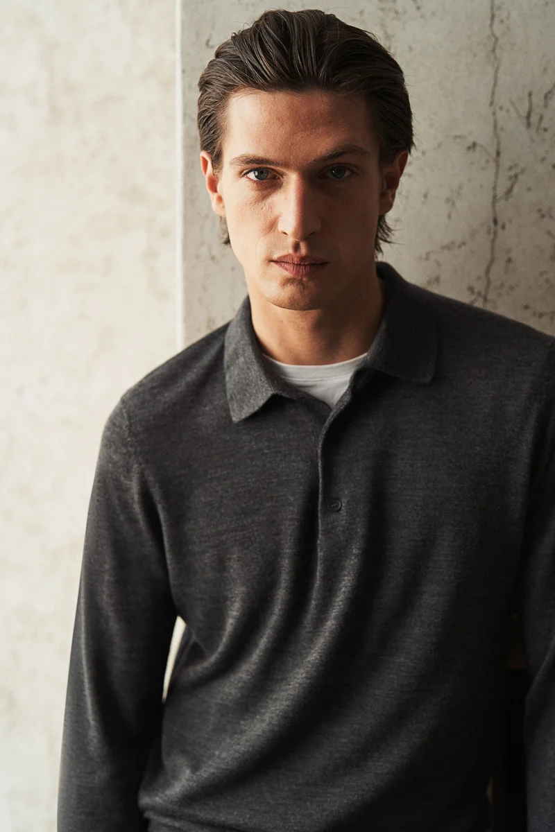 H&M Slim Fit Wool Polo Shirt