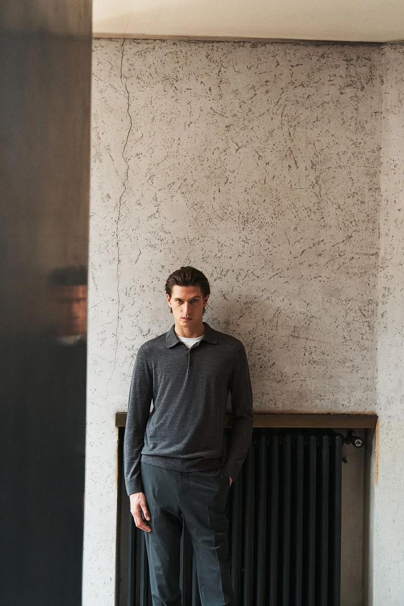H&M Slim Fit Wool Polo Shirt