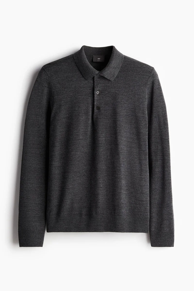 H&M Slim Fit Wool Polo Shirt