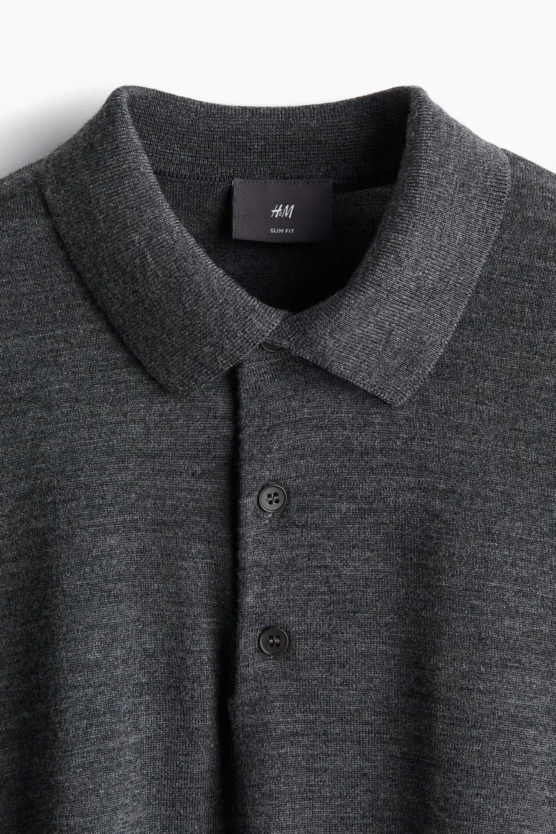 H&M Slim Fit Wool Polo Shirt