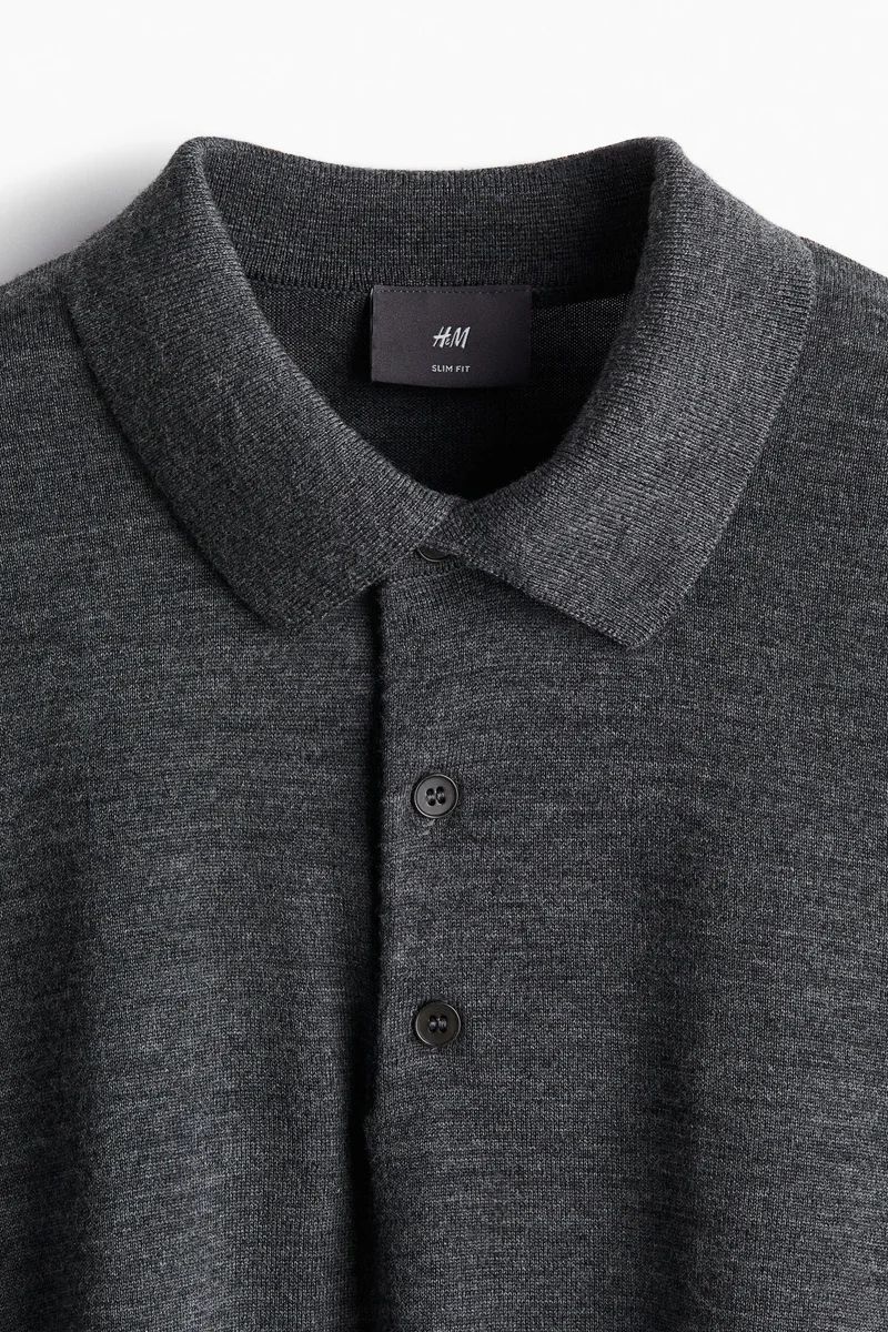 H&M Slim Fit Wool Polo Shirt