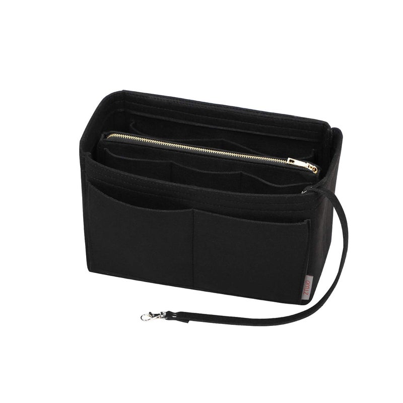 ZTUJO Purse Organizer Insert Felt Bag Organizer with Metal Zipper Handbag Tote Shaper For Speedy Neverfull Tote 7 SizesXlarge Black