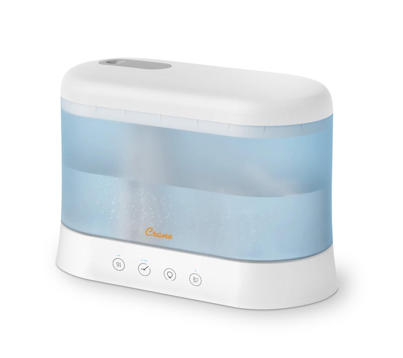 Crane 1.9 Liter Top Fill Cool Mist Humidifier & Essential Oil Diffuser, Whisper-Quiet, 15-Hour Run Time, Night Light, Small Room Air Humidifier, Humidifiers For Bedroom Kids - Image 1