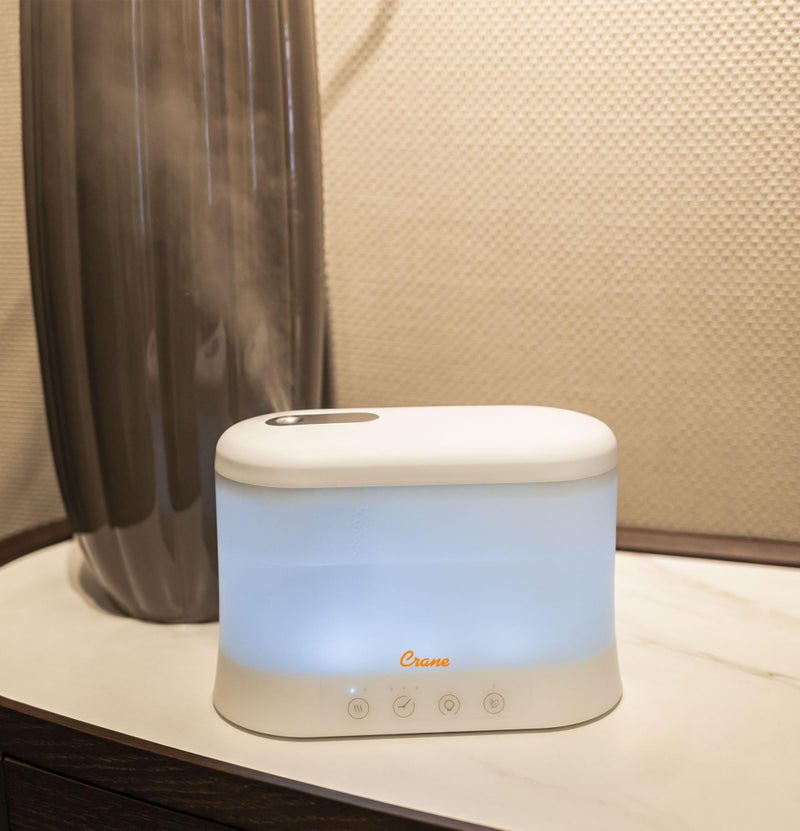 Crane 1.9 Liter Top Fill Cool Mist Humidifier & Essential Oil Diffuser, Whisper-Quiet, 15-Hour Run Time, Night Light, Small Room Air Humidifier, Humidifiers For Bedroom Kids - Image 3