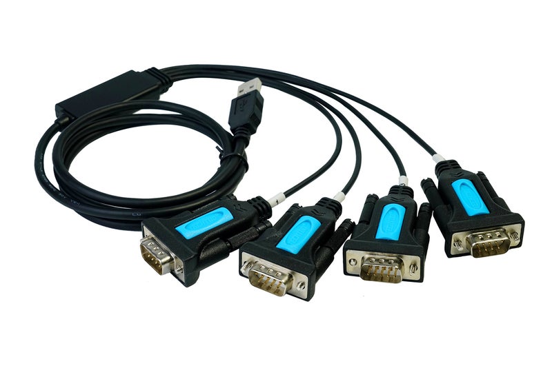 TECHTOO 4 Port Professional FTDI CHIP USB to Serial RS232 DB9 Adapter Converter Serial Cable 9-Pin Male to Male with Thumbscrews (W/Thumbscrews, 4 RS232 Port) - Image 1