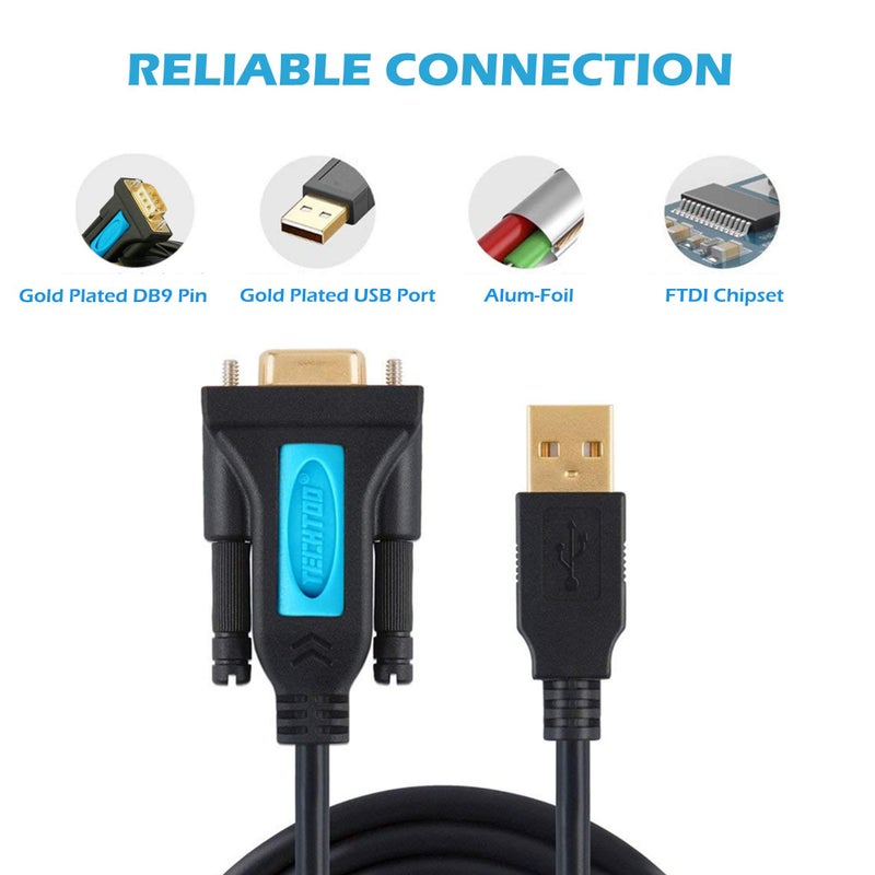 TECHTOO 4 Port Professional FTDI CHIP USB to Serial RS232 DB9 Adapter Converter Serial Cable 9-Pin Male to Male with Thumbscrews (W/Thumbscrews, 4 RS232 Port) - Image 5