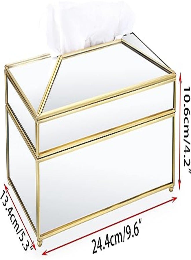 Goolsky ectangular Mirror Glass Paper Tissue Box, Decorative Glass Napkin Storage Box, Facial Tissue Holder for Dresser, Bathroom, Bedroom, Home Decor, Office, Bar, Restaurant, Large - Image 3