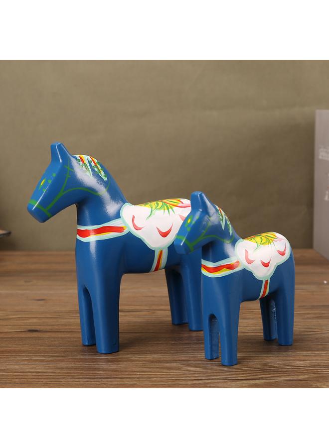 Bluejw Sweden Dala Painted Trojan Horse Ornaments Creative Wooden Hand-painted Crafts Animal Wedding Supplies Pair Hot Sale - Image 3