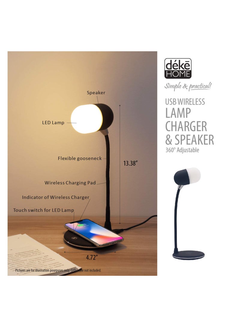 SYOSI LED Desk Lamp with QI chager, Wireless chaging Lamp Bluetooth Speaker Lamp Smart Bedside Lamp 3 Lighting Color Touch Control Nightlight Innovative Table Lamp for Table Bedroom Bedside Office - Image 4
