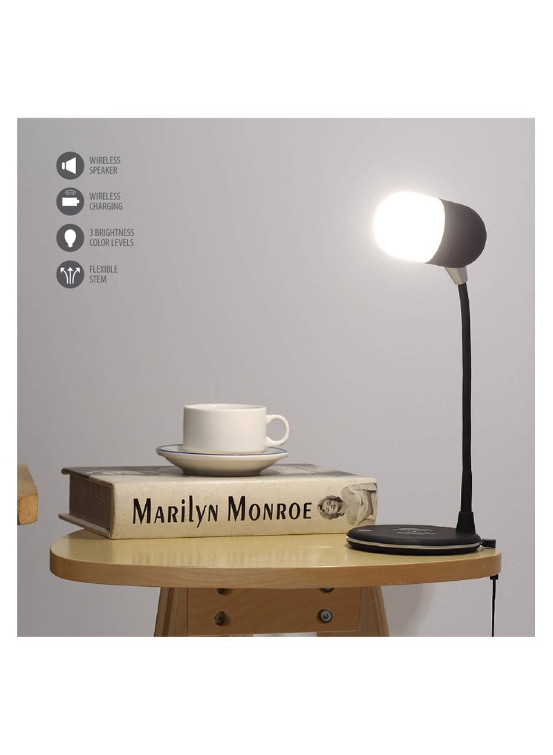 SYOSI LED Desk Lamp with QI chager, Wireless chaging Lamp Bluetooth Speaker Lamp Smart Bedside Lamp 3 Lighting Color Touch Control Nightlight Innovative Table Lamp for Table Bedroom Bedside Office - Image 5