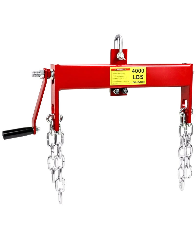QWORK Engine Load Leveler 4000lbs Laod Capacity Heavy Duty Steel Engine Hoist Leveler Shop Crane Lift Hoist with 2 Chains Red
