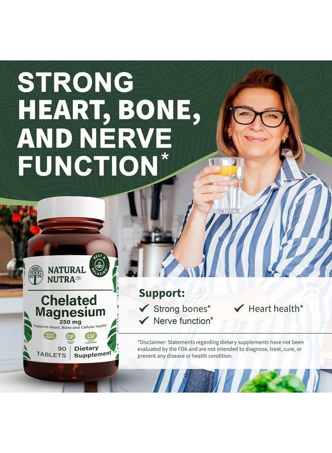 Natural Nutra Chelated Magnesium Oxide 250mg- High Absorption for Strong Bones, Heart Health, Improves Dental Health, Energy Boost, Gluten-Free, Non-GMO, 90Tablets in BPA-Free Recyclable Glass Bottles - Image 5