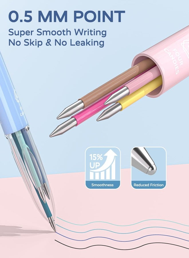 Four Candies Multicolor Pens, 4-in-1 Colored Ballpoint Pen, 0.5mm Quick Dry Black Ink Pens Fine Point Smooth Writing Pens, Cute Nurse Pens for Work, 18 Colors, 6PCS - Image 4