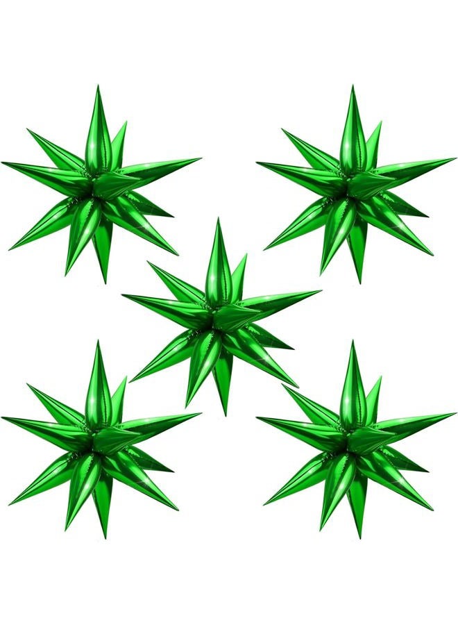 Moukiween 60 PCS Green Star Balloons, 12 Point Cone Explosion Star Foil Balloons for Christmas, Birthday, Wedding, St. Patrick's, Safari Jungle Decorations (Green) - Image 1