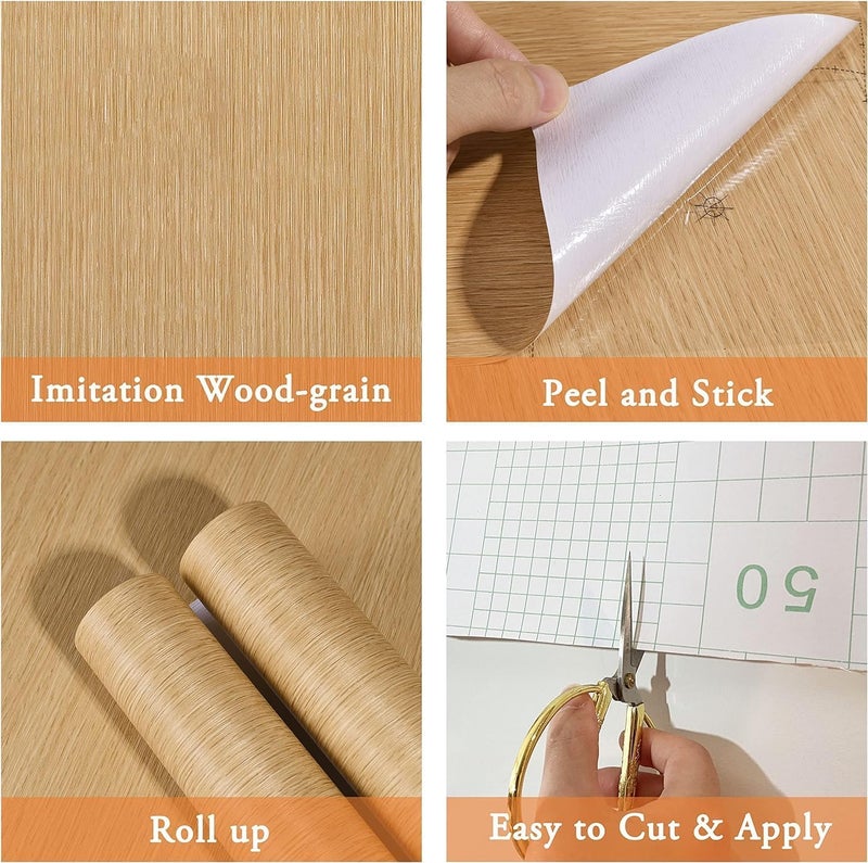 WALLTON Self Adhesive Wood Wallpaper for Furniture, Almirah, Table Top, Wardrobe, Kitchen, Cupboard Decal & Door| Kitchen Wall Sticker DIY PVC Self Liner Vinyl Stickers. Cream Texture, 12x36 Inch - Image 5