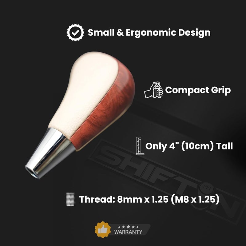 SHIFTIN Leather Wood Gear Shift Knob for Toyota Avalon Yaris 4Runner Land Cruiser Sienna Camry Solara Tacoma and Lexus ES300 ES330 GS300 GS400 GS430 SC300 SC400 (Tan Beige Leather/Walnut Wood) - Image 3
