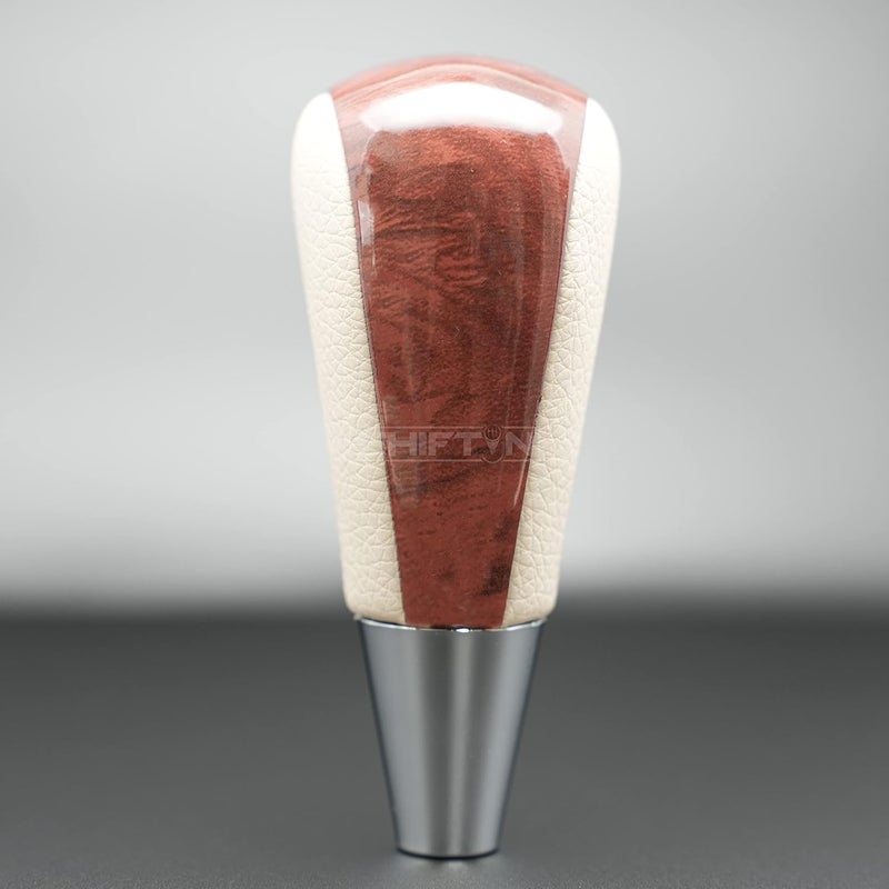 SHIFTIN Leather Wood Gear Shift Knob for Toyota Avalon Yaris 4Runner Land Cruiser Sienna Camry Solara Tacoma and Lexus ES300 ES330 GS300 GS400 GS430 SC300 SC400 (Tan Beige Leather/Walnut Wood) - Image 2