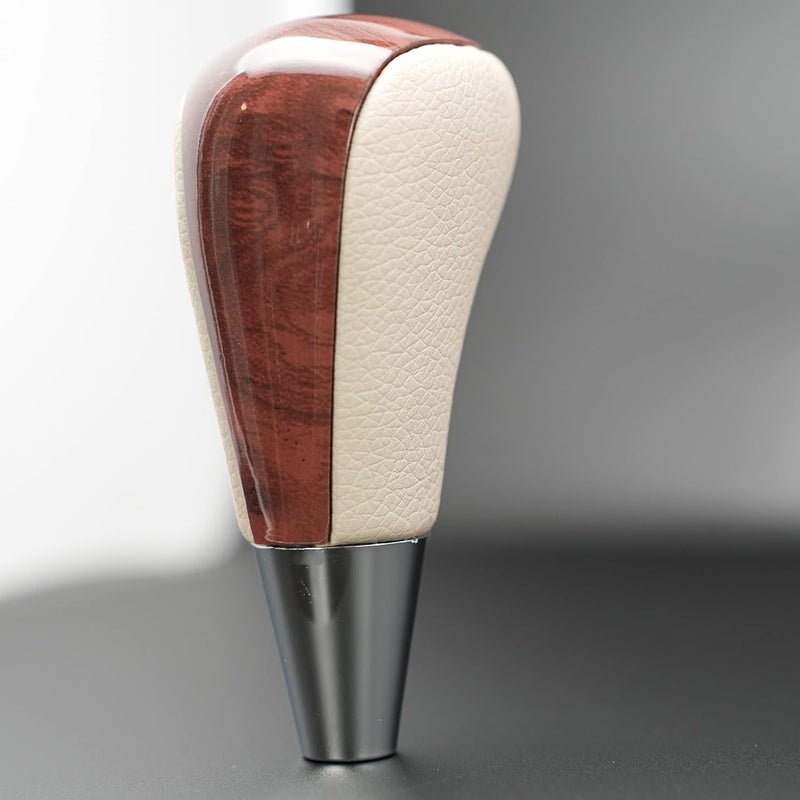 SHIFTIN Leather Wood Gear Shift Knob for Toyota Avalon Yaris 4Runner Land Cruiser Sienna Camry Solara Tacoma and Lexus ES300 ES330 GS300 GS400 GS430 SC300 SC400 (Tan Beige Leather/Walnut Wood) - Image 4