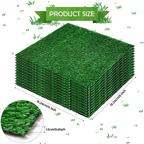 Nuanchu 12 Pieces 6 x 6 Inch Artificial Grass Square Mats Fake Grass Tiles Placemats Turf Patch Table Centerpieces Decor Rug for Crafts Miniature Garden Dollhouse DIY Party Indoor Outdoor Green - Image 3