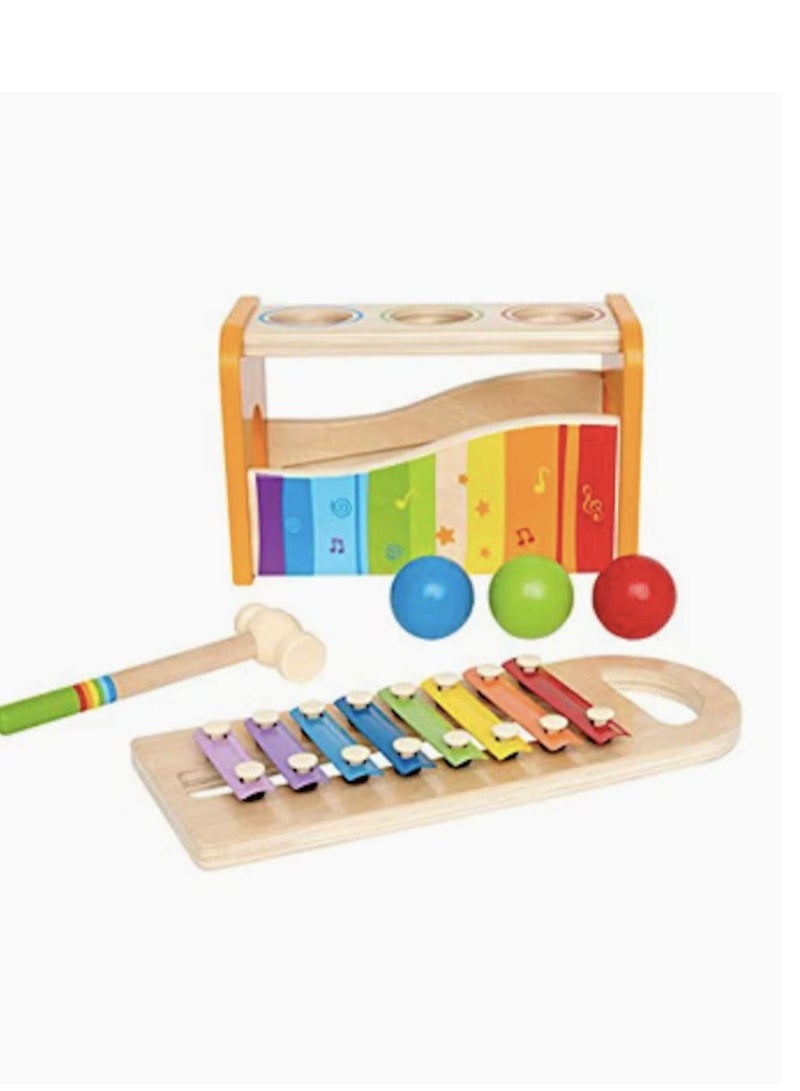 كيدز تويز مجموعة أدوات موسيقية متعددة الوظائف مكونة من 6 قطع من مقاعد الباوند والصنبور للأطفال 30 × 15 × 18 سم - Image 1