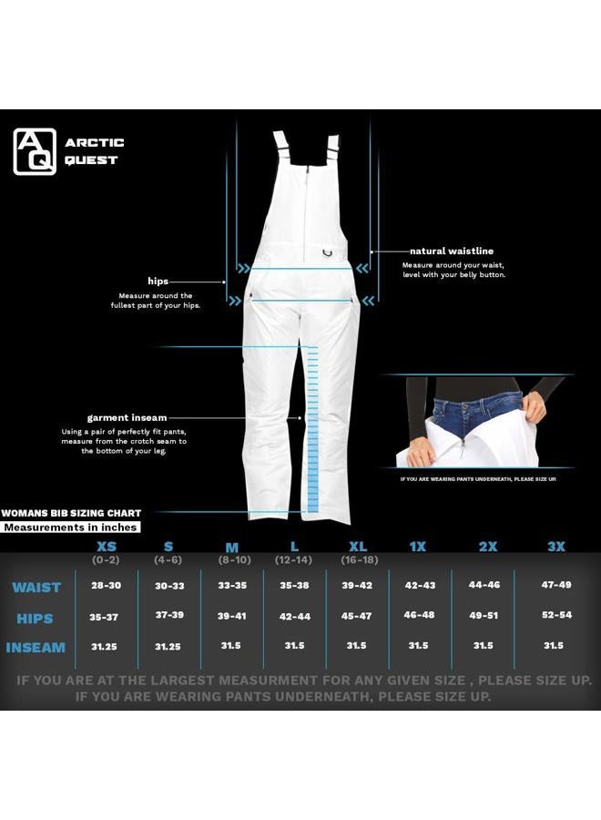 Arctic Quest Womens Ski Snow Bibs Pants Insulated Water Resistant Overalls Snowboarding Winter Waterproof Pants Women, White, 3X - Image 5