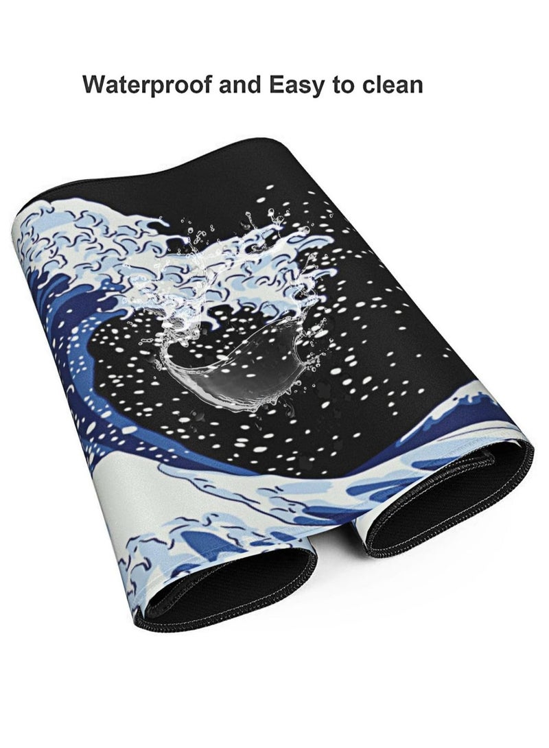 Japanese Sea Waves Gaming Mouse Pad - 70 X 30 cm -  Anti Slip Base - Speed Edition - Image 4