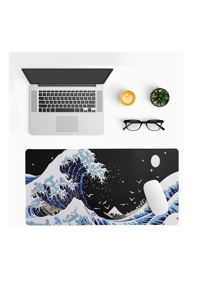 Japanese Sea Waves Gaming Mouse Pad - 70 X 30 cm -  Anti Slip Base - Speed Edition - Image 5