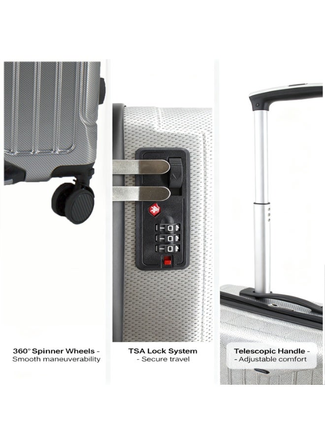 الازدهار مجموعة أمتعة بروسبيرتي 3 قطع مع حاملة كوب قابلة للطي، السوايات صلبة القشرة ABS+PC، عجلات صامتة 360°， قفل TSA، 20/24/28 بوصة - Image 5