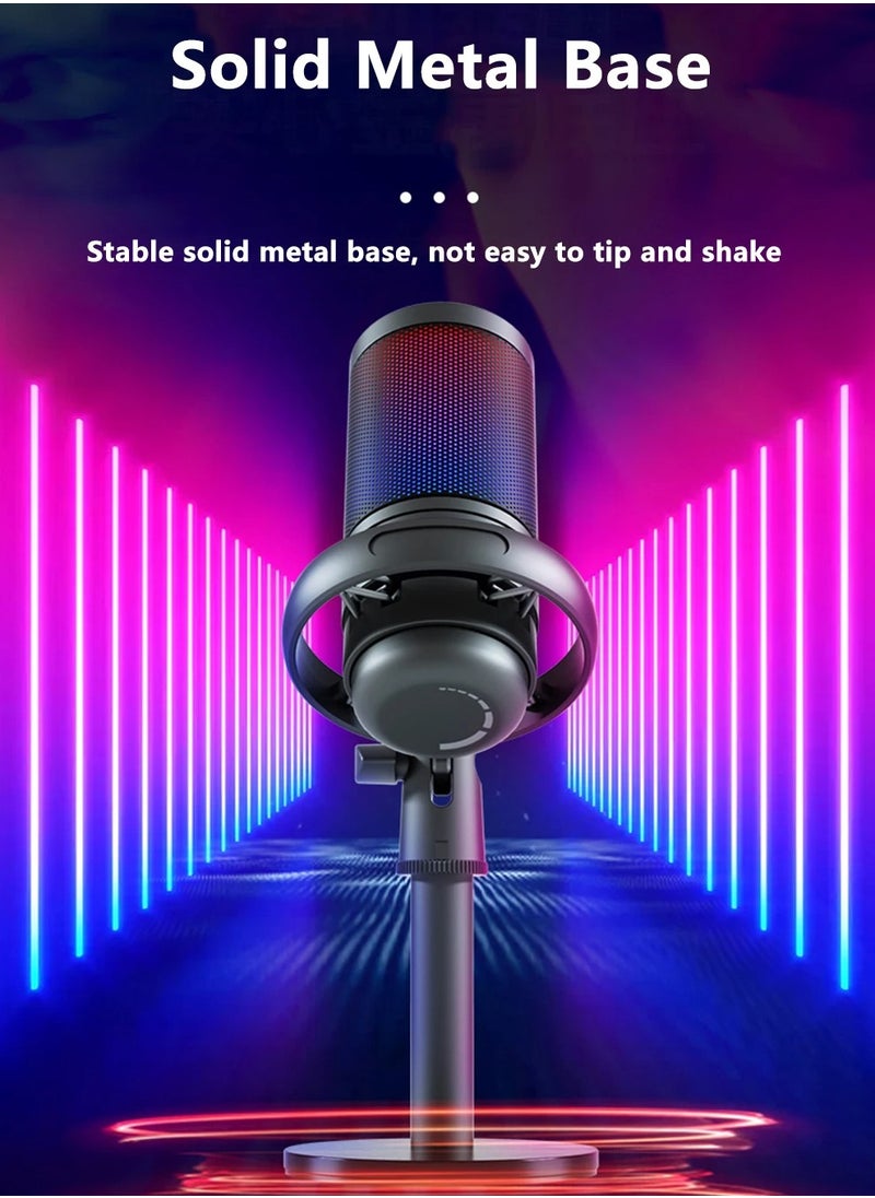 Joshberg USB Gaming Microphone for PC Streaming Gaming Video Singing Gaming Recording, USB Condenser Metal Microphone With RGB Light  - Image 4