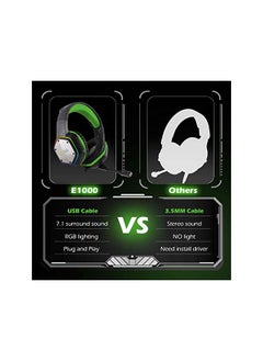 EKSA Usb Gaming Headset For Pc Computer Headphones With 7.1 Surround Sound Stereo Noise Canceling Mic Microphone Rgb Light Gaming Headphones For Ps4 Ps5 Console Laptop  - Image 3