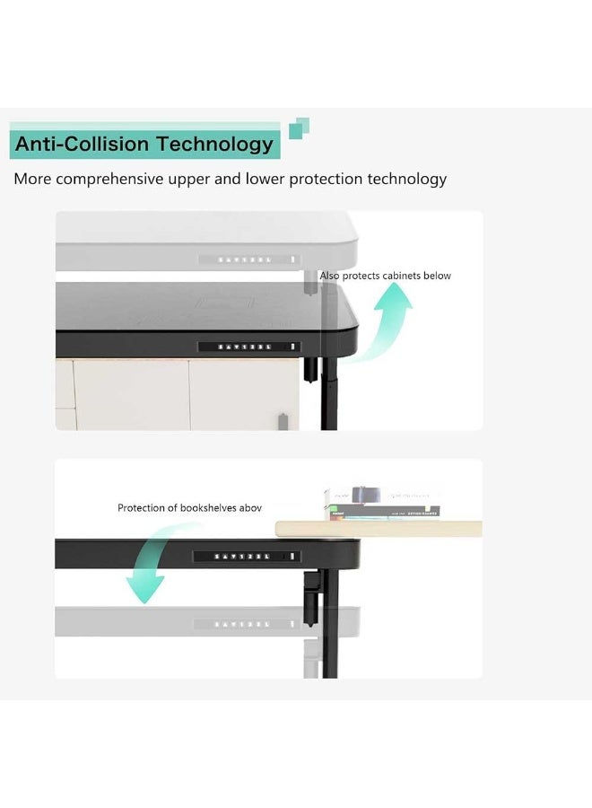 Black RGB Glass Gaming Desk, Electric Height Adjustable with Dual Motors, Tempered Glass Top, USB & Type-C Ports, 75-120cm – Black - Image 3