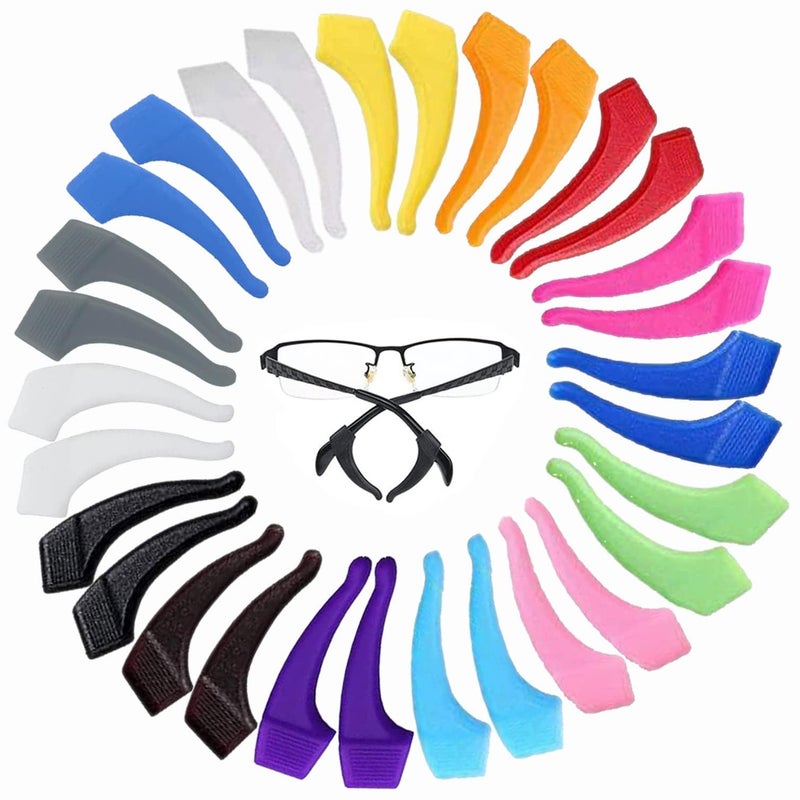MOLDERP Glasses Ear Grip 20 Pairs Colors Kids and Adults Sport Eyeglass Strap Holder Eyewear Retainer Silicone Anti Slip Holder For Glasses Eyeglass Temple Tip Multicolored1