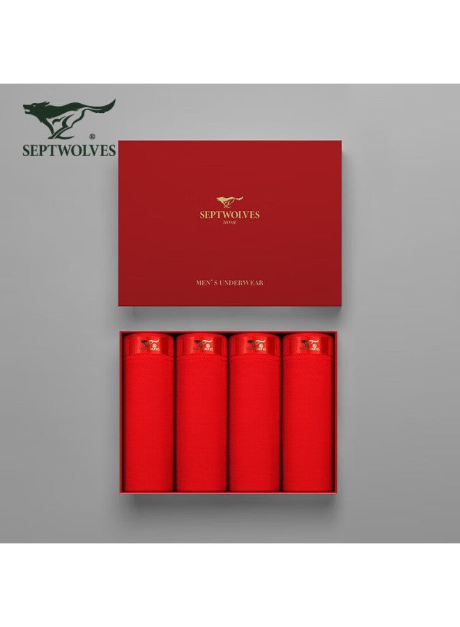 Septwolves Men's Underwear Ice Silk Red Boxer Briefs For Chinese Zodiac Year Of The Dragon, 4-pack - Image 4