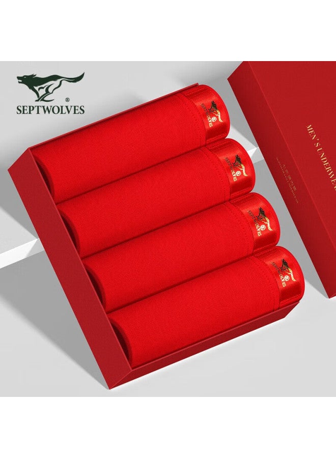 Septwolves Men's Underwear Ice Silk Red Boxer Briefs For Chinese Zodiac Year Of The Dragon, 4-pack - Image 3