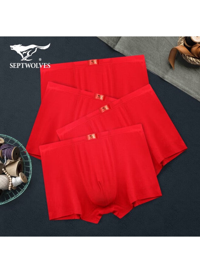 Septwolves Men's Underwear Ice Silk Red Boxer Briefs For Chinese Zodiac Year Of The Dragon, 4-pack - Image 2