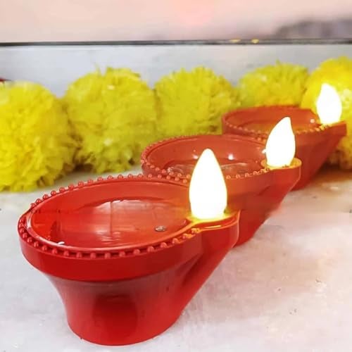 PANCA Water Sensor Diya Electric LED Diyas | Diya with Warm Ambient Lights for Home Decor, Christmas New Year, Diwali Festivals Decoration (Pack of 12) - Image 2