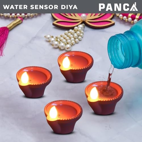 PANCA Water Sensor Diya Electric LED Diyas | Diya with Warm Ambient Lights for Home Decor, Christmas New Year, Diwali Festivals Decoration (Pack of 12) - Image 4
