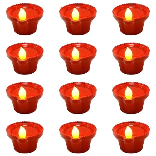 PANCA Water Sensor Diya Electric LED Diyas | Diya with Warm Ambient Lights for Home Decor, Christmas New Year, Diwali Festivals Decoration (Pack of 12) - Image 1
